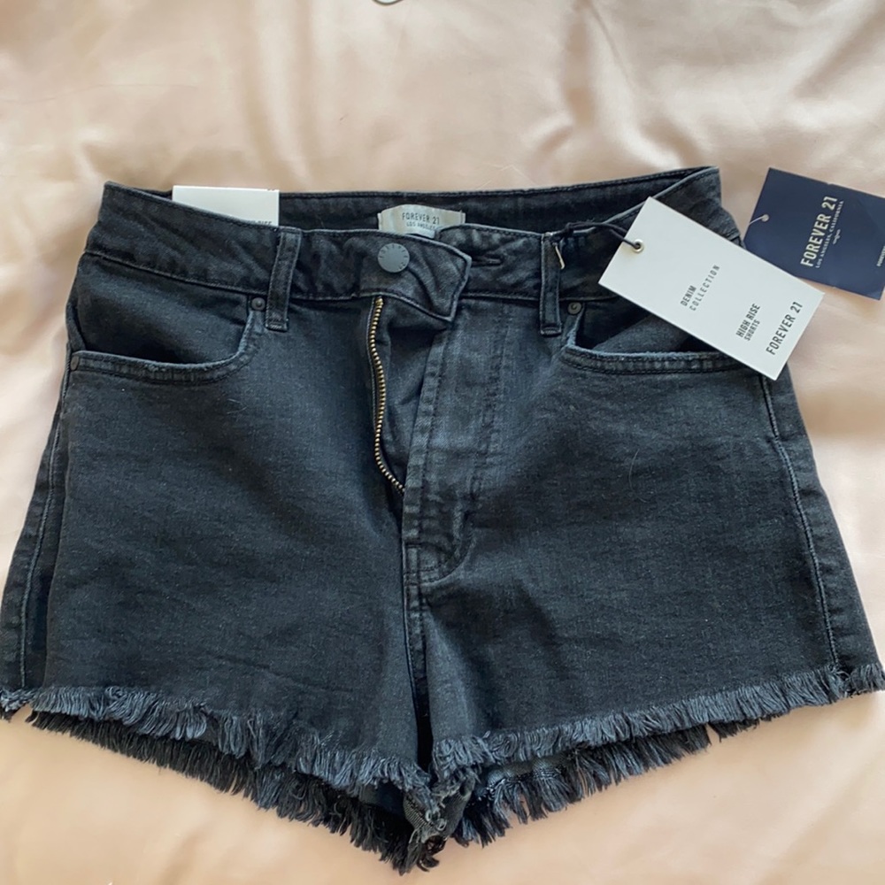 Forever 21 high rise black denim shorts
